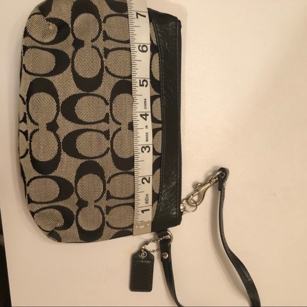 Coach signature c leather black gray wristlet bag - Picture 2 of 7